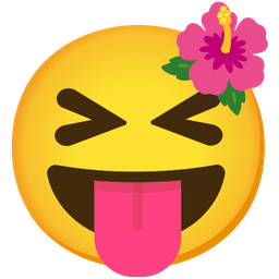 Hibiscus and Squinting face with tongue