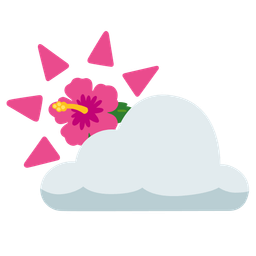 hibiscus and sun behind cloud