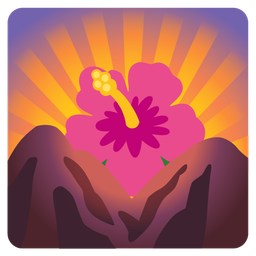 hibiscus and sunrise over mountains