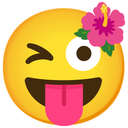 Hibiscus and Winking face with tongue