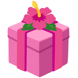 hibiscus and wrapped gift