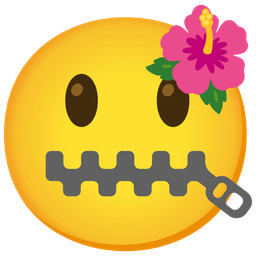 hibiscus and zipper-mouth face