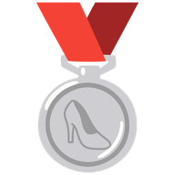 high-heeled shoe and 2nd place medal