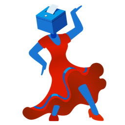 high-heeled shoe and ballot box with ballot