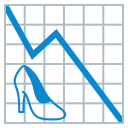 high-heeled shoe and chart decreasing