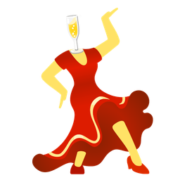 high-heeled shoe and clinking glasses