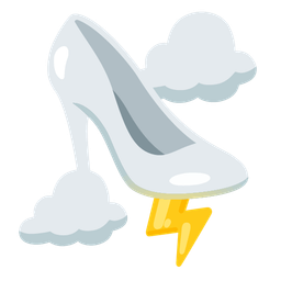 high-heeled shoe and cloud with lightning