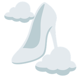 high-heeled shoe and cloud