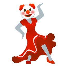 high-heeled shoe and clown face