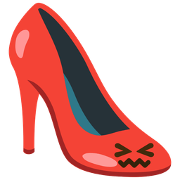high-heeled shoe and confounded face