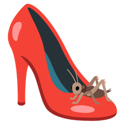 high-heeled shoe and cricket