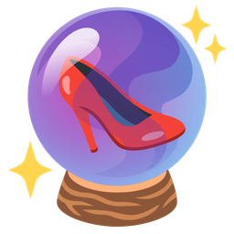 high-heeled shoe and crystal ball