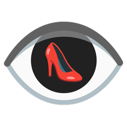 high-heeled shoe and eye