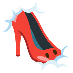 high-heeled shoe and face in clouds