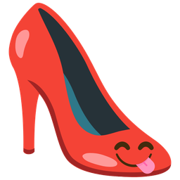 High-heeled shoe and Face savoring food