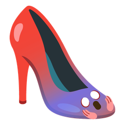 high-heeled shoe and face screaming in fear