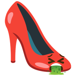 high-heeled shoe and face vomiting