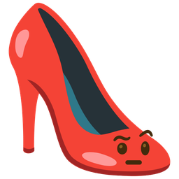 high-heeled shoe and face with raised eyebrow