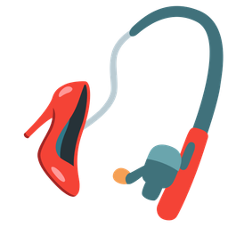 high-heeled shoe and fishing pole