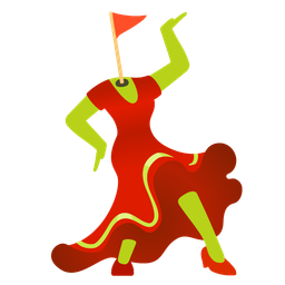 high-heeled shoe and flag in hole