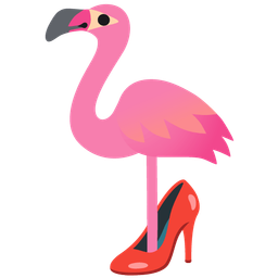 high-heeled shoe and flamingo