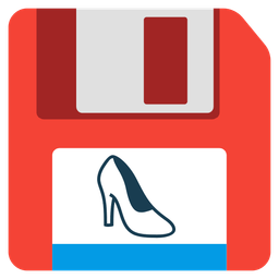 high-heeled shoe and floppy disk