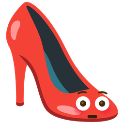 high-heeled shoe and flushed face