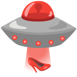 high-heeled shoe and flying saucer