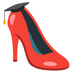 high-heeled shoe and graduation cap