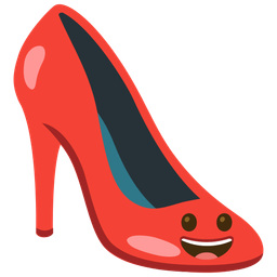 High-heeled shoe and Grinning face