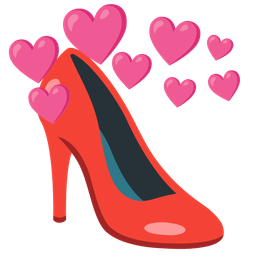 high-heeled shoe and heart with arrow