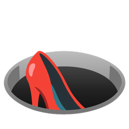high-heeled shoe and hole