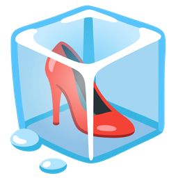high-heeled shoe and ice