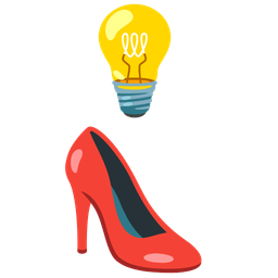 high-heeled shoe and light bulb