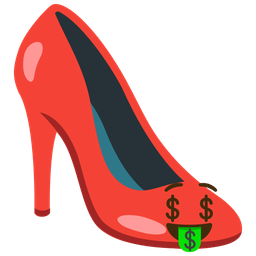 High-heeled shoe and Money-mouth face