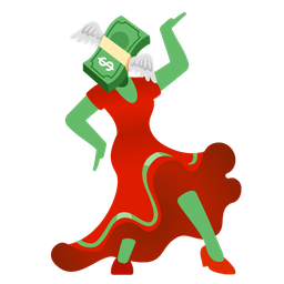 high-heeled shoe and money with wings