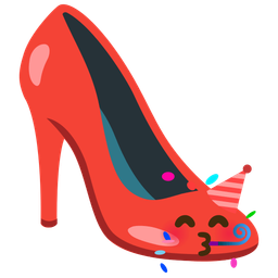 high-heeled shoe and partying face