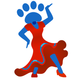 high-heeled shoe and paw prints