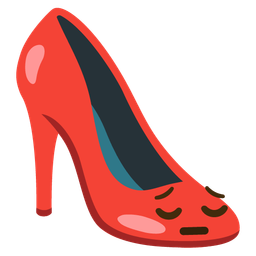 high-heeled shoe and pensive face