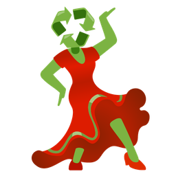 high-heeled shoe and recycling symbol