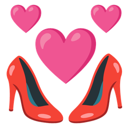 high-heeled shoe and revolving hearts