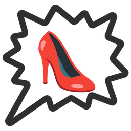 high-heeled shoe and right anger bubble