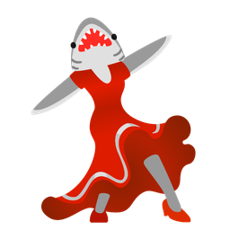 high-heeled shoe and shark