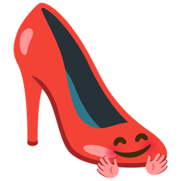 High-heeled shoe and Smiling face with open hands