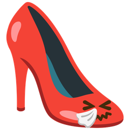high-heeled shoe and sneezing face