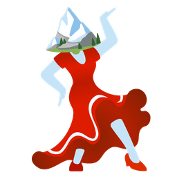 high-heeled shoe and snow-capped mountain