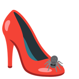 high-heeled shoe and spider