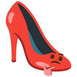 high-heeled shoe and thinking face