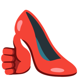 high-heeled shoe and thumbs up