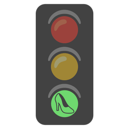 high-heeled shoe and vertical traffic light